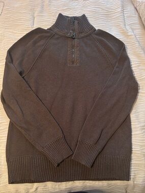 Men's Brown Half-Zip Knit Sweater